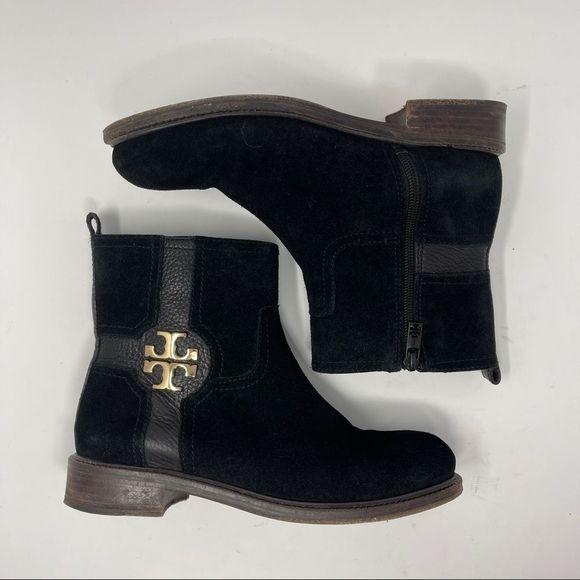 TORY BURCH Women's Size 6.5 Alaina Ankle Boots Booties  Black Suede 5451 - Picture 5 of 9